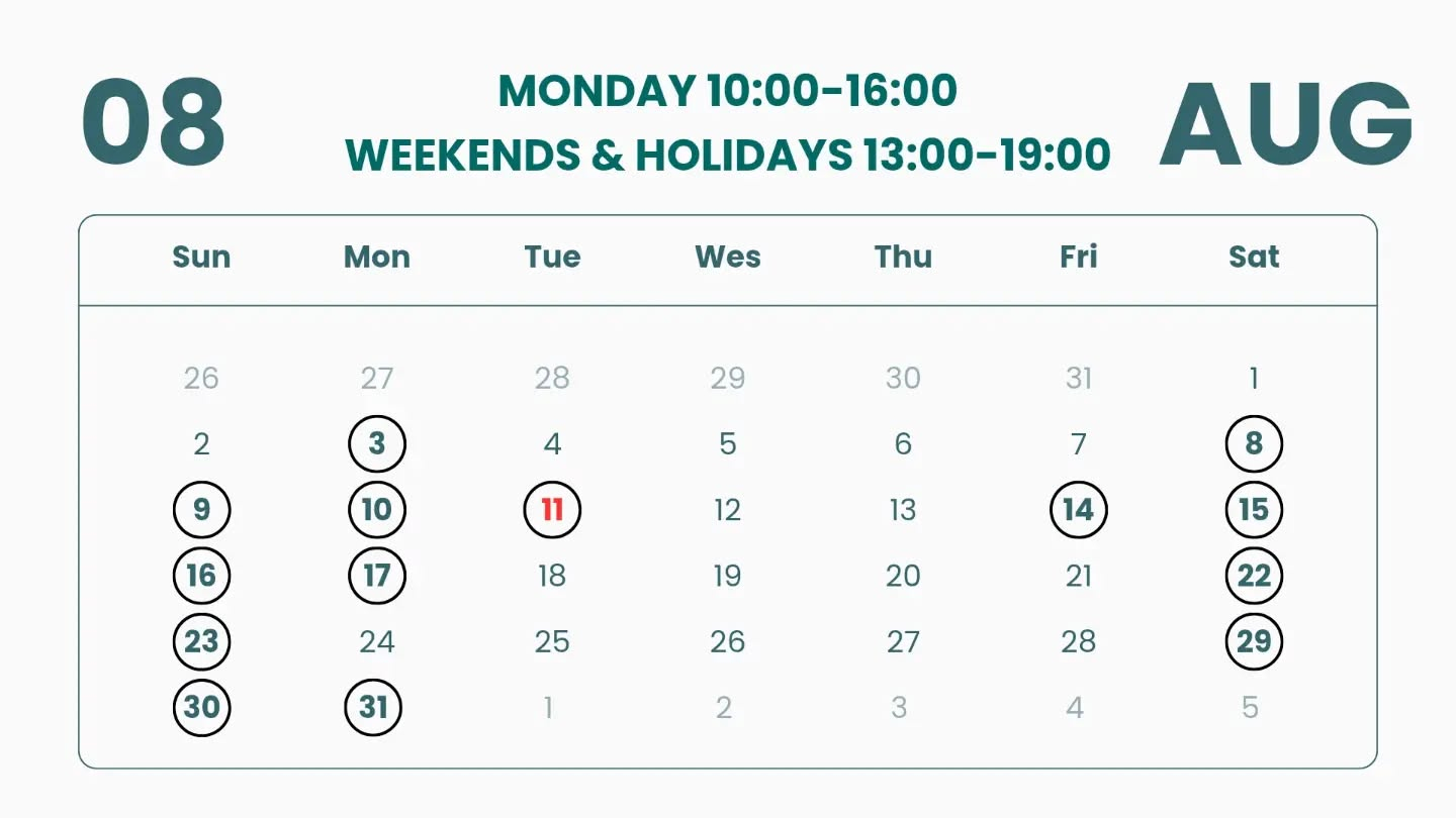 STORE SCHEDULE FOR AUGUST🍉